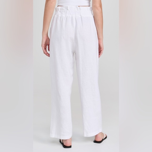 Posse Women’s White 100%Linen Paperbag Waist Wide Leg Pants Size S Summer Casual - Picture 13 of 15